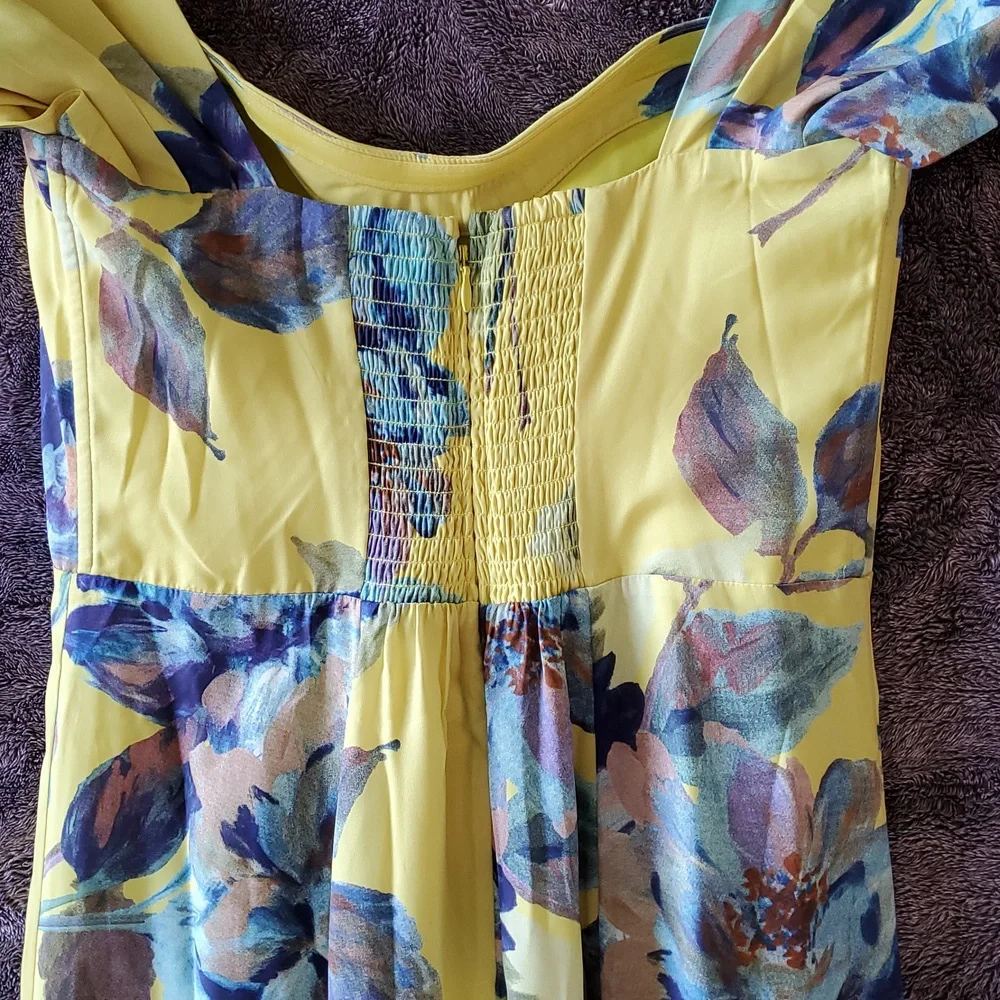 Abercrombie & Fitch Yellow Floral Maxi Sundress Dress